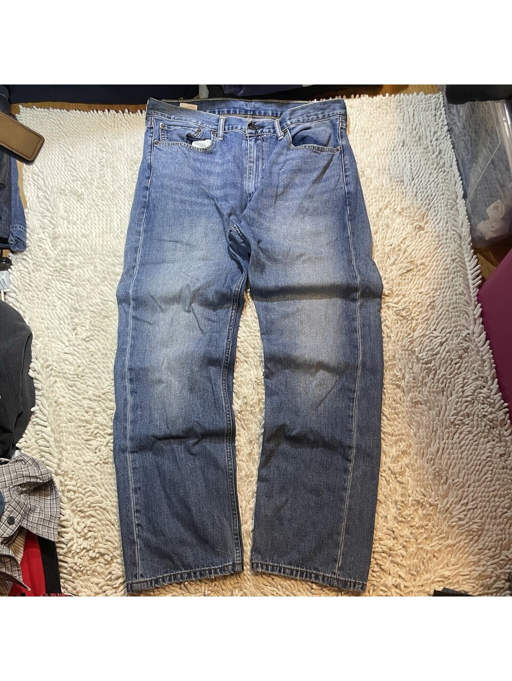 Levis 505 Jeans Men 36x30 Fits Faded Medium Wash Denim Regular Fit Straight